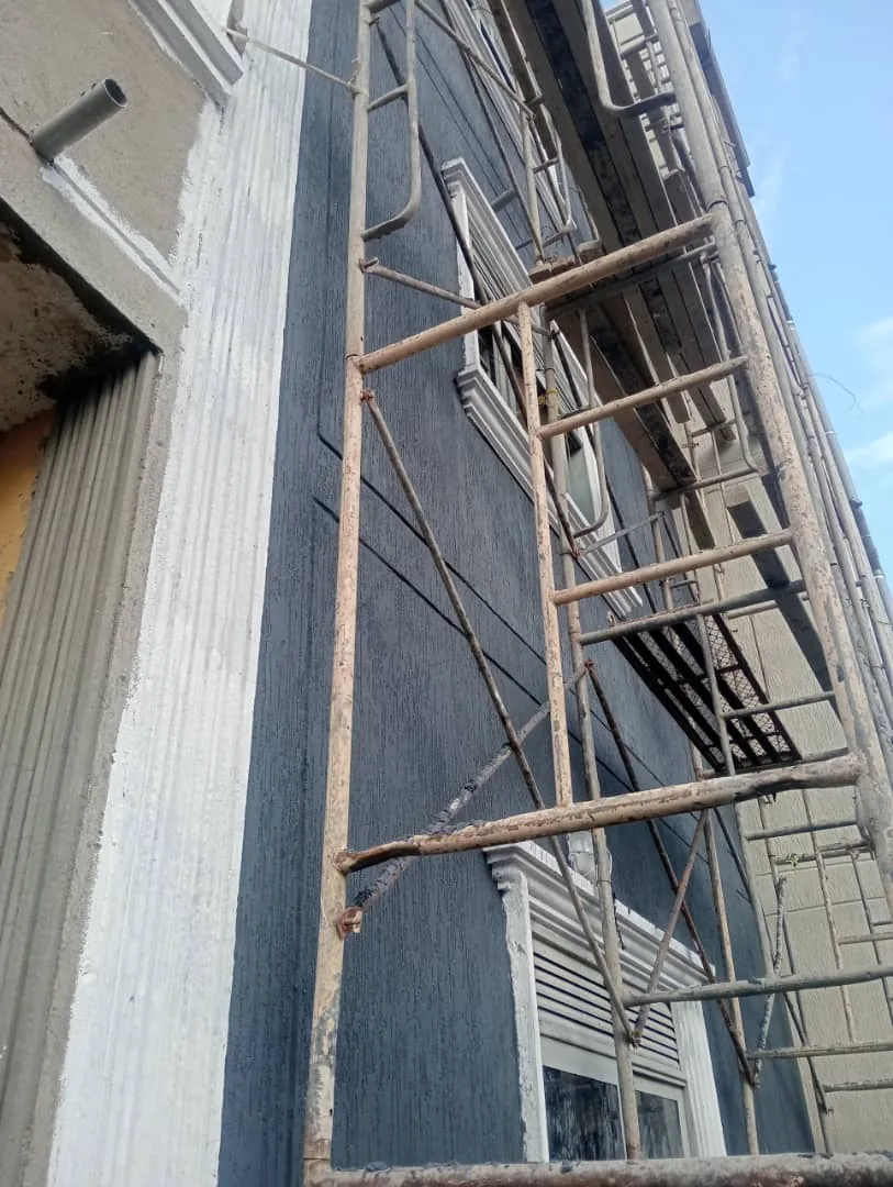 Scaffolding and textured paint application by Solvor